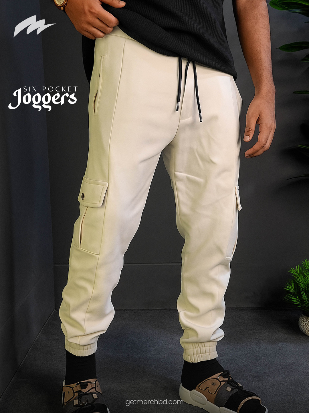 6 Pocket Cargo Jogger - Frost White