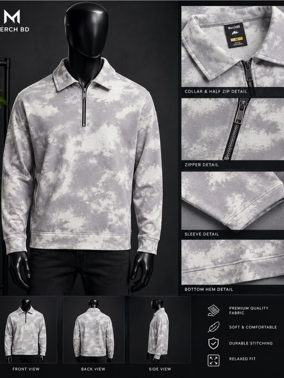 Allover wash -  Zip Sweat Polo