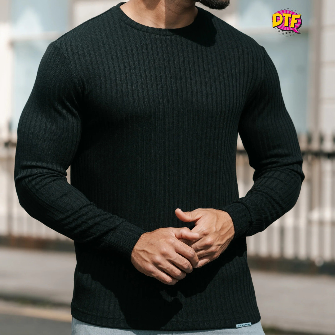 WHITE - Full Sleeve Rib T-Shirt