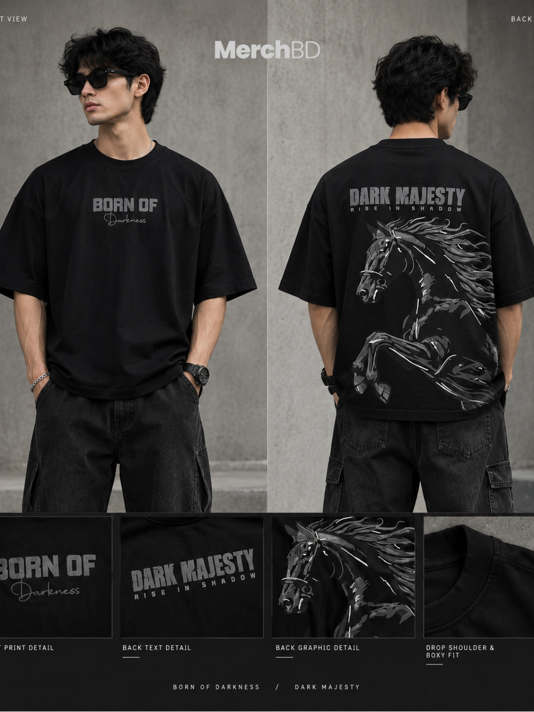 Dark Majesty – Premium Mercerized Interlock Boxy Drop Shoulder T-Shirt