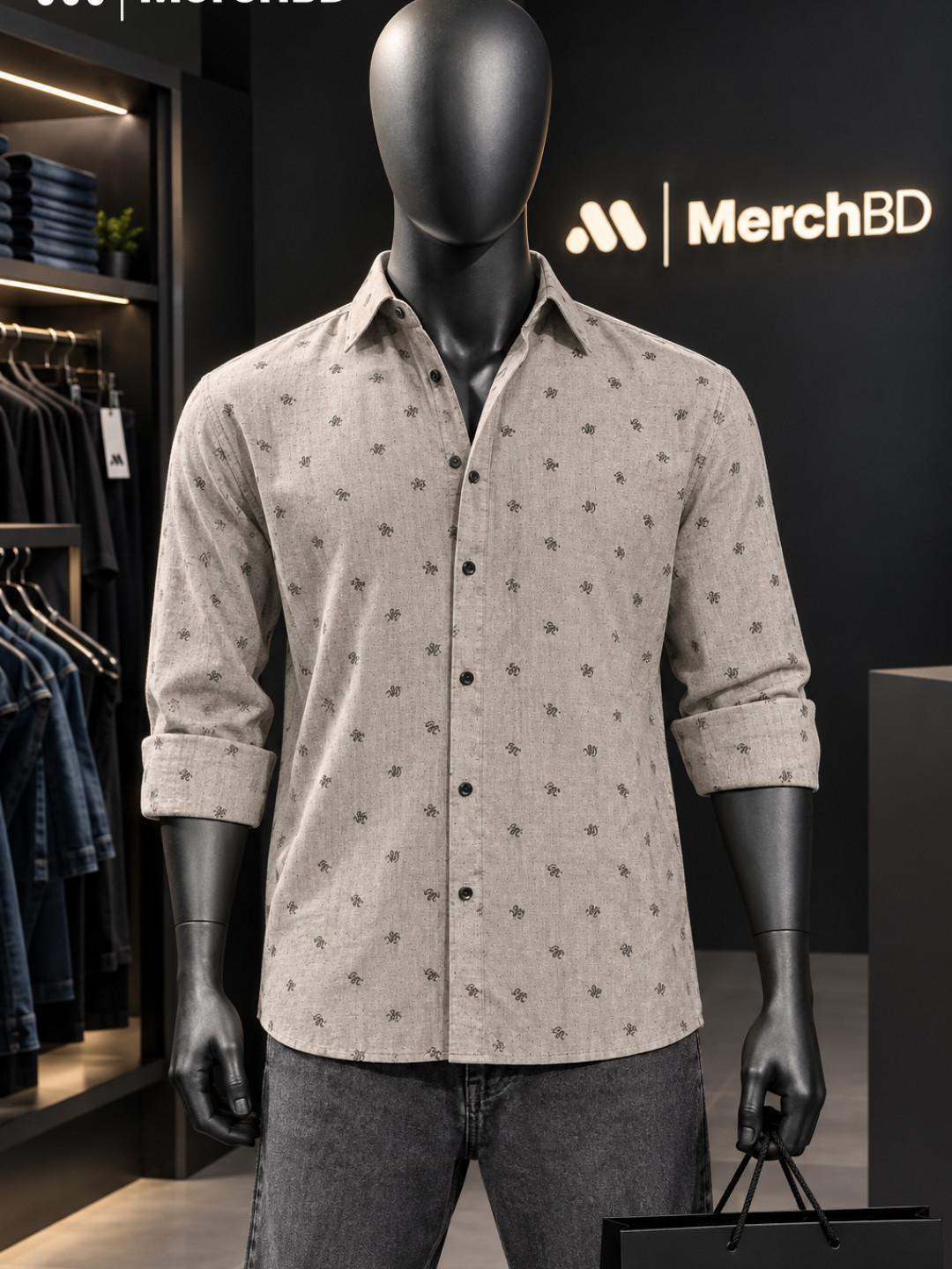 Earl Grey - Cotton Printed Casual Boxy Shirt