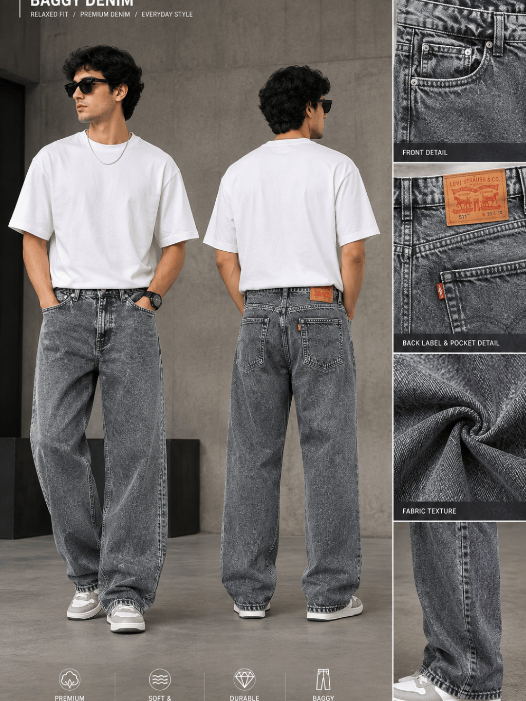 Mid wash - Baggy Jeans