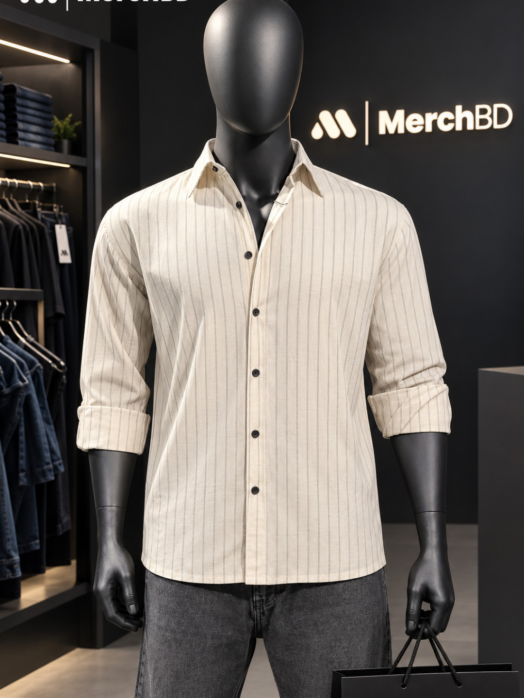 Off White - Stripe Casual Boxy Shirt