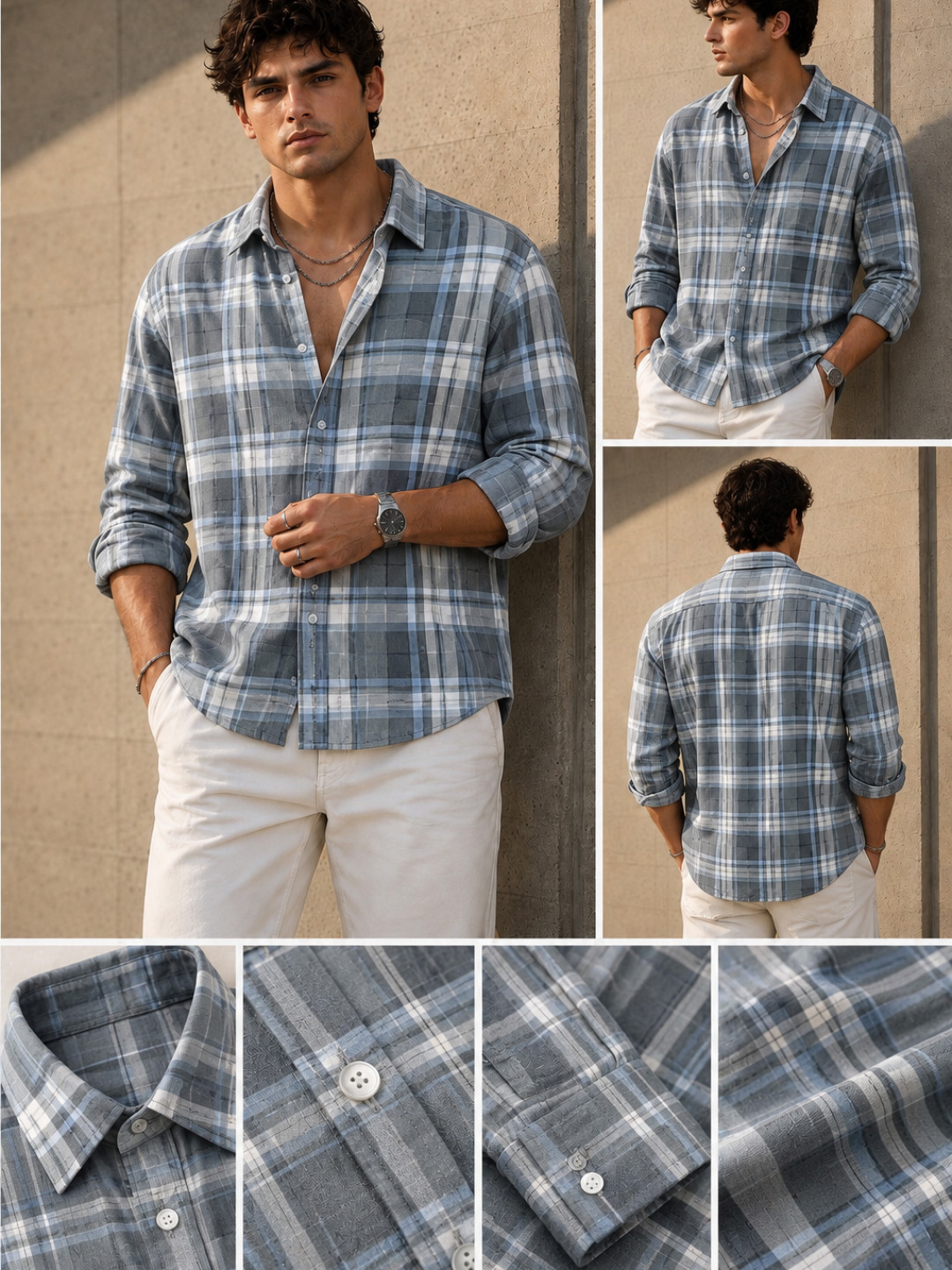 Slate & Grey Plaid - Casual Checked Shirt