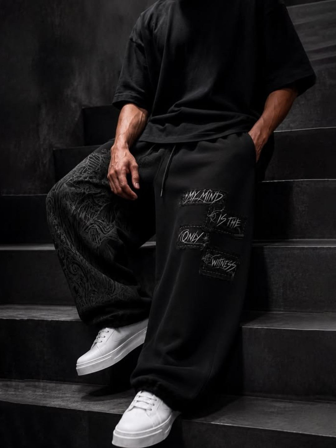 Unisex Korean Baggy Streetwear Trousers - "My Mind Is The Only Witness" Premium Sweatpants