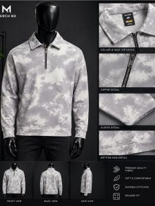 Allover wash -  Zip Sweat Polo