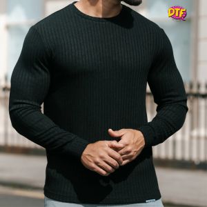 WHITE - Full Sleeve Rib T-Shirt