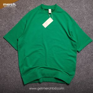Mock Neck Premium Drop Shoulder with Ribbed Bottom - Green