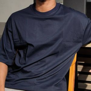 NAVY BLUE - Drop Shoulder T-shirt